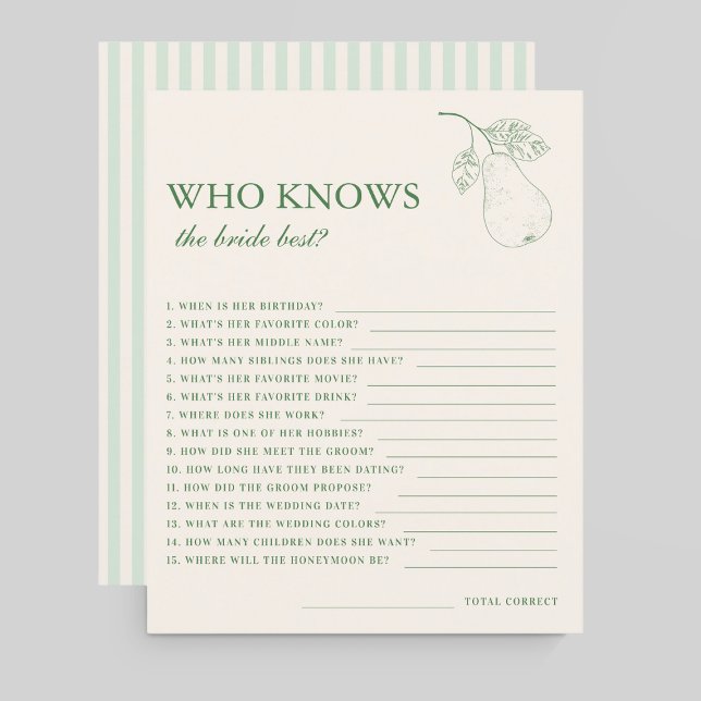 Perfekta Päronpar Vem Känner Bruden Bäst Spelet (Skapare uppladdad)