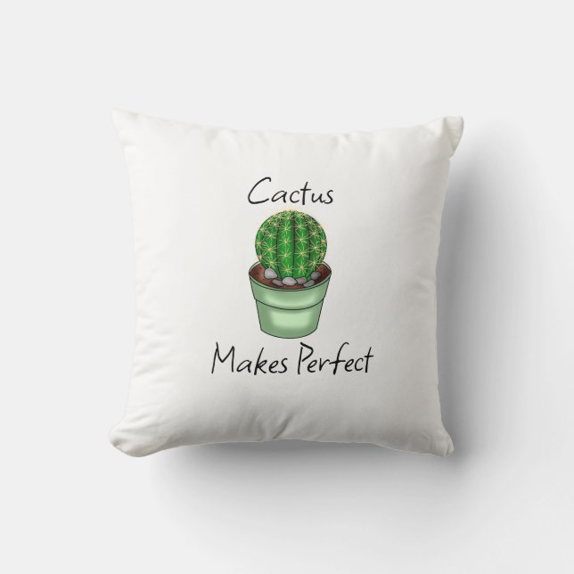 Perfekten Cactus Makes | Plant Pun Kudde (Framsida)