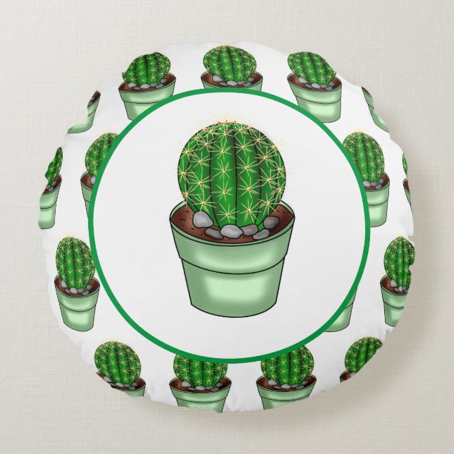 Perfekten Cactus Makes | Plant Pun Rund Kudde (Framsidan)