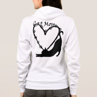 Perfekten "Cat Mamma" Hoodie med text på baksidan. T Shirt