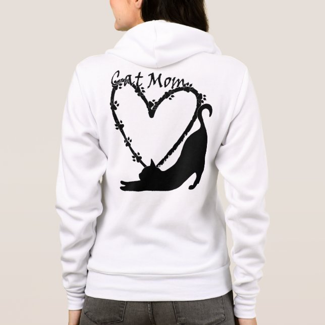 Perfekten "Cat Mamma" Hoodie med text på baksidan. T Shirt (Baksida)