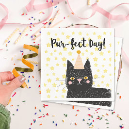 Perfekten för den konstiga svarta katten på födels pappersservett