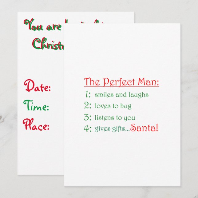 Perfekten Man Inbjudningar (Fram/baksida)