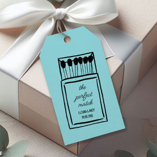 Perfekten matchar Doodle Matchbook Wedding Favor Presentetikett