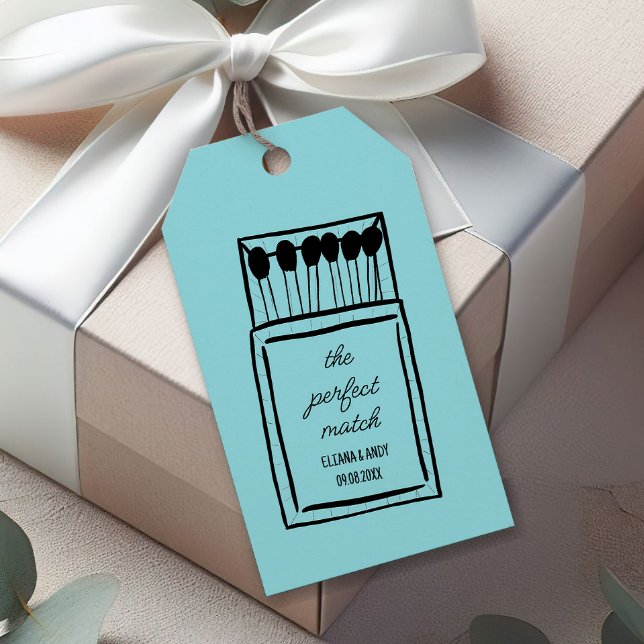 Perfekten matchar Doodle Matchbook Wedding Favor Presentetikett (Skapare uppladdad)