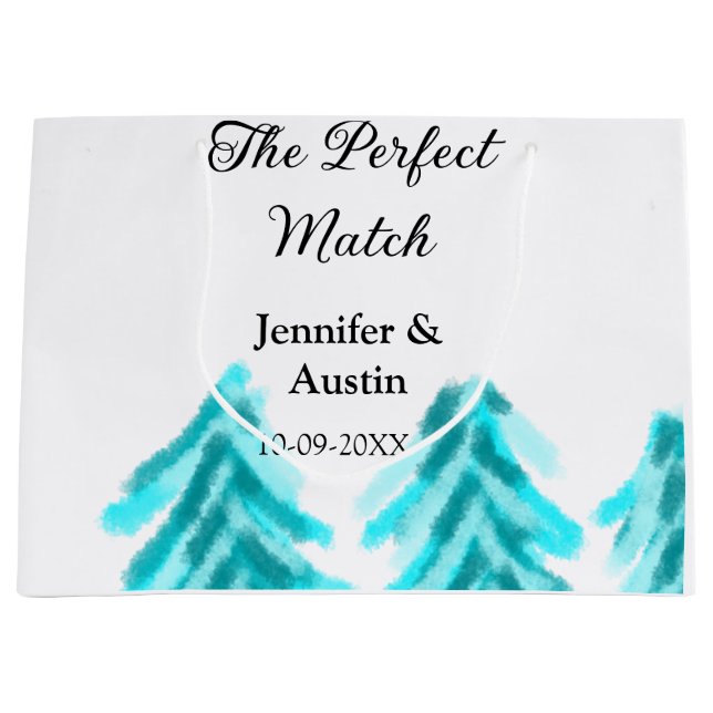 Perfekten matchar vinterblått gräs träd bröllop (Framsidan)