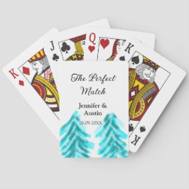 Perfekten matchar vinterblått gräs träd bröllop casinokort