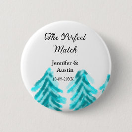 Perfekten matchar vinterblått gräs träd bröllop knapp