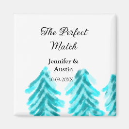 Perfekten matchar vinterblått gräs träd bröllop magnet
