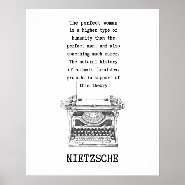 Perfekten WOMAN-skrivmaskin citerar Nietzsche Poster (Framsidan)