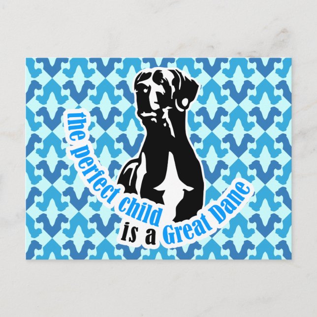 Perfektens barn är ett great dane vykort (Framsida)
