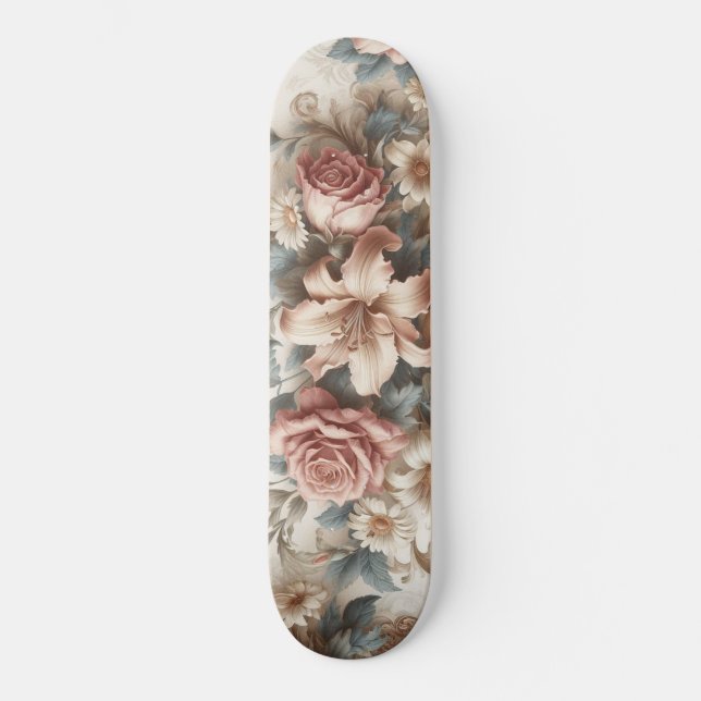 Perfektion för ljusskygg Blommigt Mini Skateboard Bräda 18,5 Cm (Framsida)