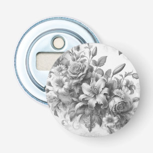 Perfektion för svartvit Blommigt Flasköppnare