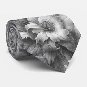 Perfektion för svartvit Blommigt Slips