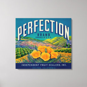 Perfektion orange LabelColton, CA Canvastryck