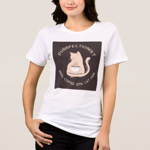 Perfektionist Kaffe och Kattälskare Roligt Citat T Shirt