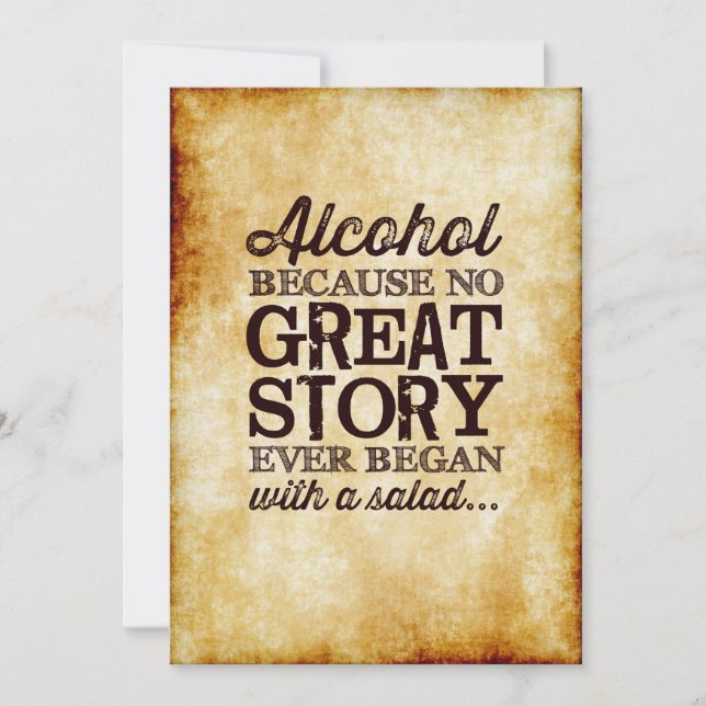 Pergament 5x7 Bordsskylt Alkohol För att Inbjudningar (Framsida)