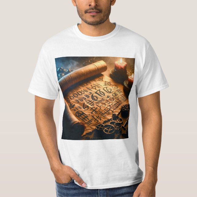 Pergamino Místico para Invocar al Diablo T Shirt (Framsida)
