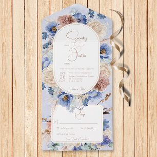 Peri Blue Boho Flowers & Grasses No Middag
