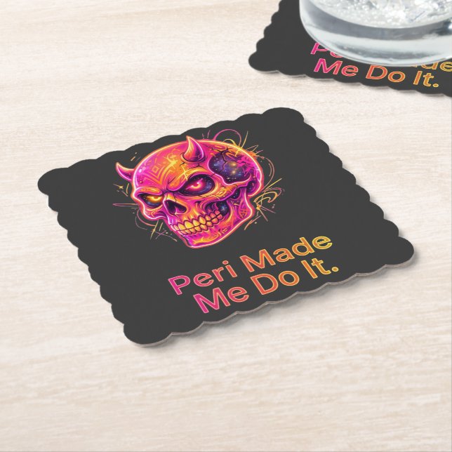 Peri Fick Mig Att Göra Det – Neon Bus Skull Underlägg Papper (Vinklad)