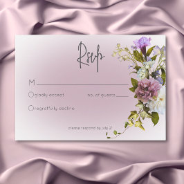 Peri White Mauve Blommigt Modern Bröllop OSA Card Kort