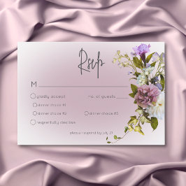 Peri White Mauve Blommigt Modern Bröllop OSA Card Kort