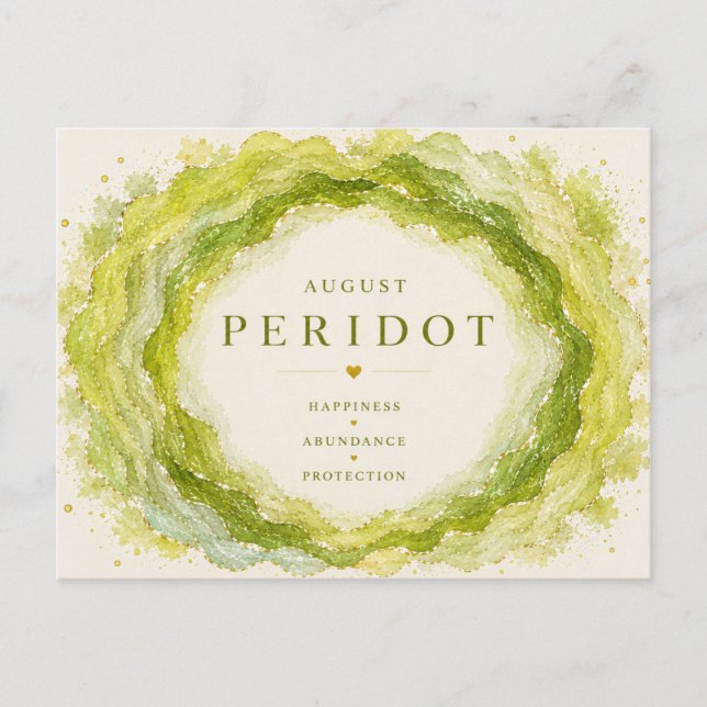 Peridot August Födelsesten Vykort (Framsida)