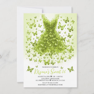 Peridot Crystal Butterfly Dress August Birthstone Inbjudningar
