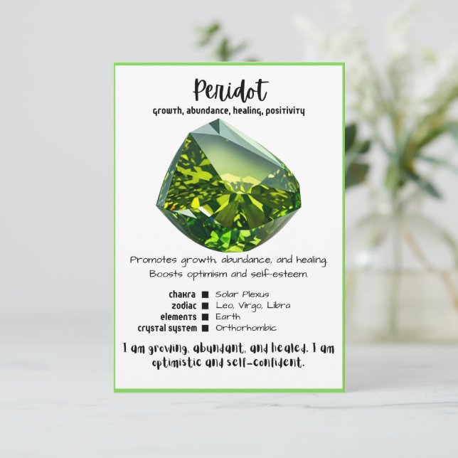 Peridot Crystal-minneskort Inbjudningar (Stående Fram)
