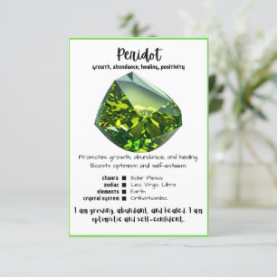 Peridot Crystal-minneskort Inbjudningar