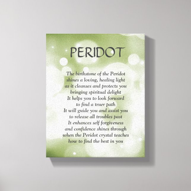 Peridot födelsesten - Augusti dikt art canvas (Framsida)