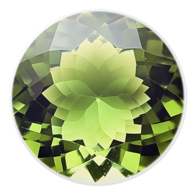 Peridot Grönt Gemstone Mönster Knopp (Framsidan)