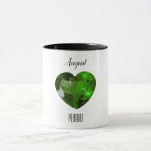 Peridot Grönt Heart Coffee Mugg August Gemstone
