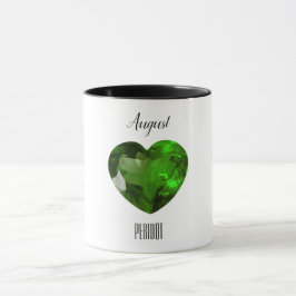 Peridot Grönt Heart Coffee Mugg August Gemstone
