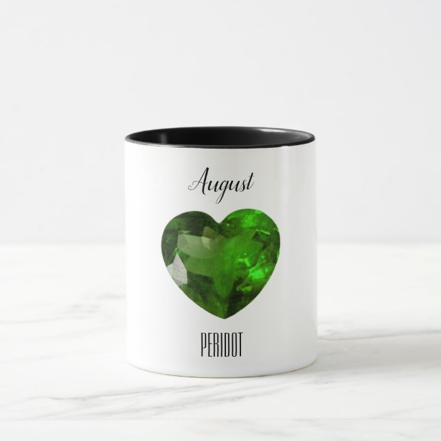 Peridot Grönt Heart Coffee Mugg August Gemstone (Center)