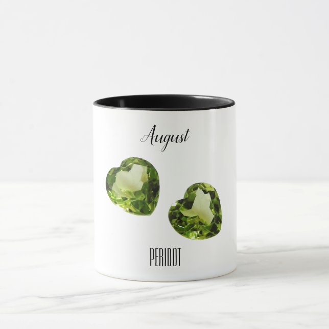 Peridot Grönt Heart Coffee Mugg August Gemstone (Center)