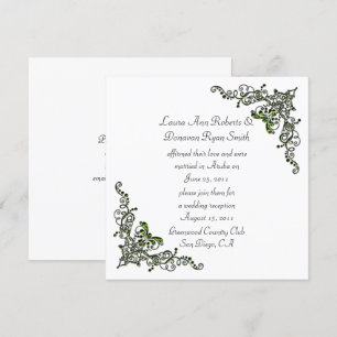 Peridot Grönt Jeweled Swirls på Silver Background Inbjudningar