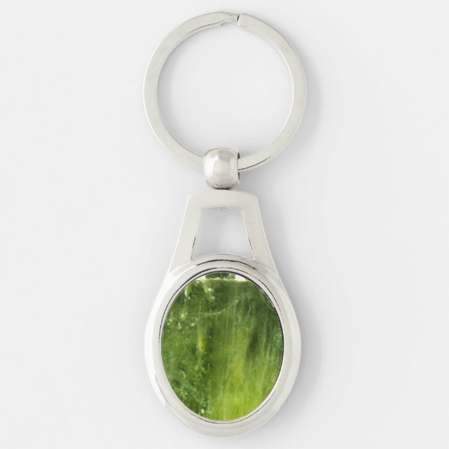 Peridot Ovalt Silverfärgad Nyckelring (Framsidan)