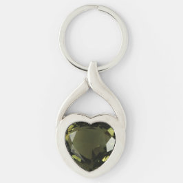 Peridothjärta Twisted Heart Silverfärgad Nyckelring