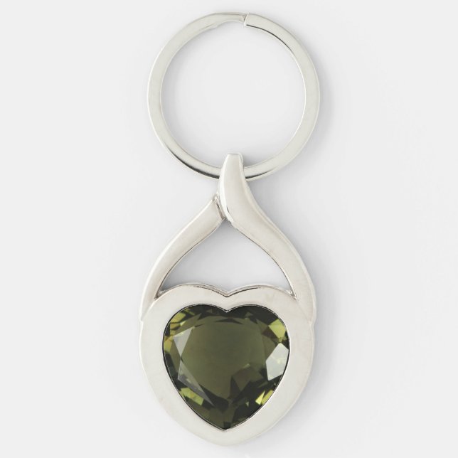 Peridothjärta Twisted Heart Silverfärgad Nyckelring (Framsidan)