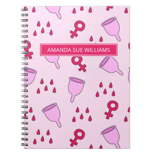 Period/menstruationscykel - ditt namn /Monogram ä Anteckningsbok