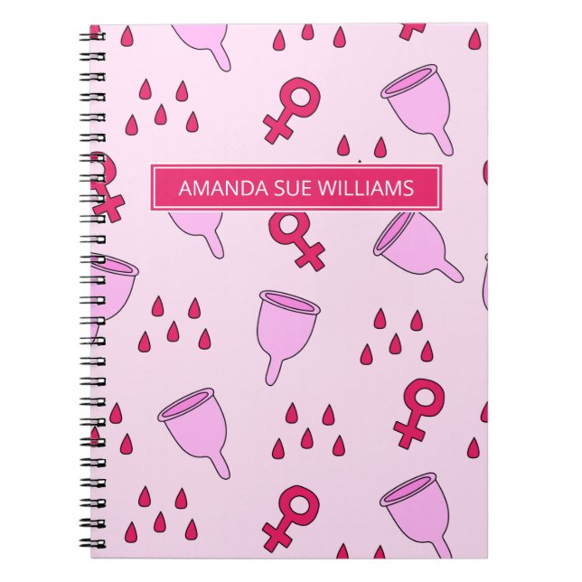 Period/menstruationscykel - ditt namn /Monogram är Anteckningsbok (Framsidan)