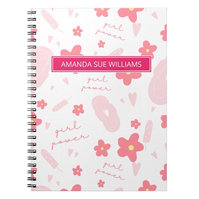 Period/menstruationscykel - ditt namn /Monogram nr Anteckningsbok (Framsidan)