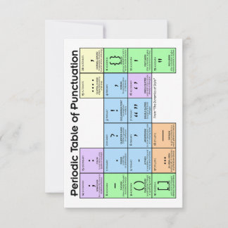 Period Table of Punctuation Cards Tack Kort