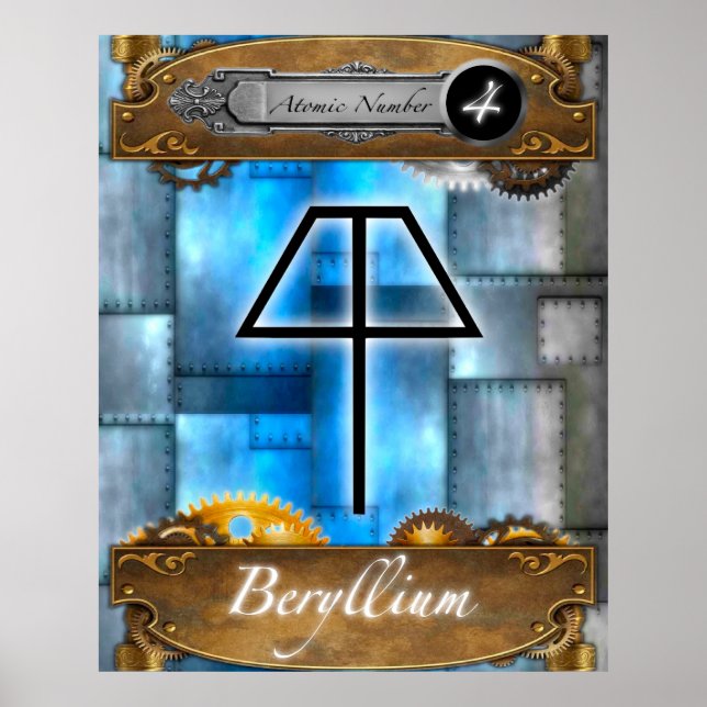 Periodic Bord Beryllium Atomic Number #4 Poster (Framsidan)