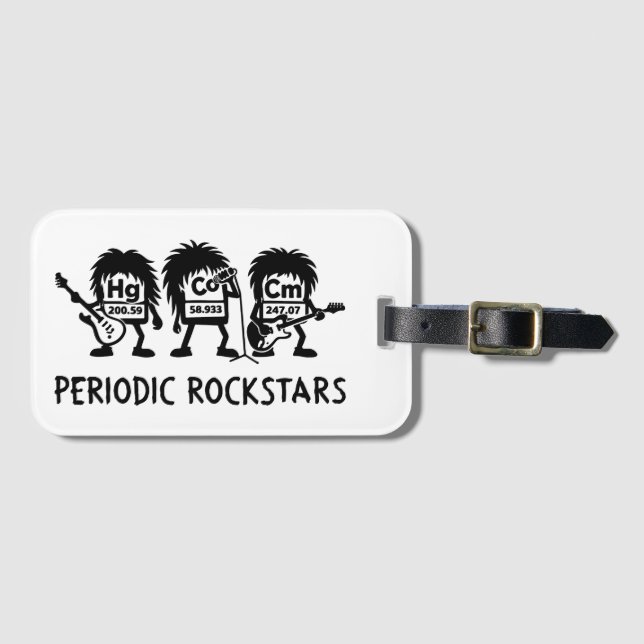 Periodic Rockstars Chemistry Humor Bagagebricka (Framsida horisontal)