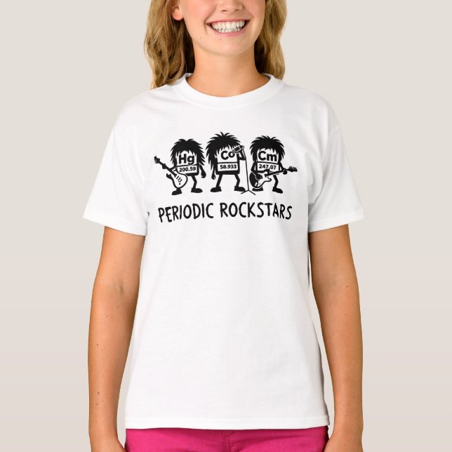 Periodic Rockstars Chemistry Humor T Shirt (Framsida)