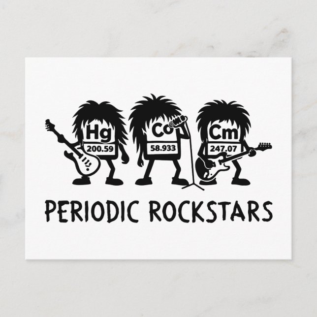 Periodic Rockstars Chemistry Humor Vykort (Framsida)