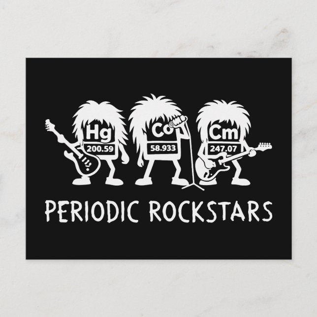 Periodic Rockstars Chemistry Humor Vykort (Framsida)