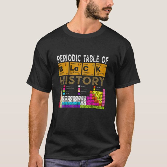 Periodic Table Of Black History, African American T Shirt (Framsida)